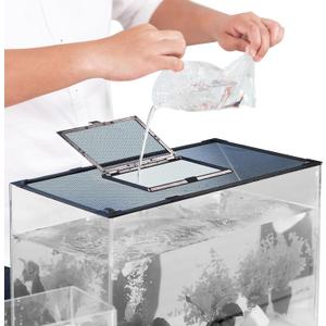 Fish Tank Lid Magnetic Aquarium Net Cover with Feeding Window 5-50 Gallon Aquarium Lid Anti-Jumping Net for Fish 11.8 FT DIY Magnetic Aquarium Cover (Black)
