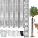 6Pcs Metal Tree Trunk Protector Guard, 48 13.7" Mesh Tree Guard with 30 Pcs Ties, 1 Pair of Gloves, 16 Ground Stakes for Tree Protectors from Deer Mowers Trimmers