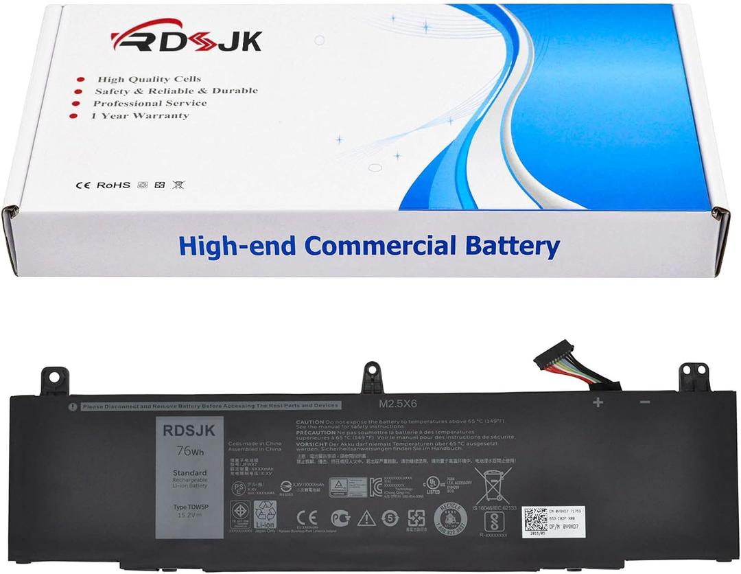 TDW5P Laptop Battery for Dell Alienware 13 R3 ALW13C Series ALW13C-D1738 D2718 D2728 D2738 D2838 D2508 D2503S D2506S D2715S V9XD7 0V9XD7 0JFWX7 4RRR3 04RRR3 15.2V 76Wh