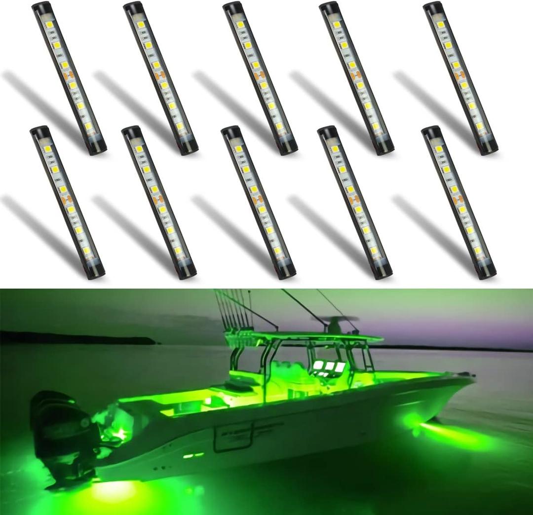Boaton Marine Led Night Fishing Lights, No Drilling Install Boat Deck Courtesy Lights, Green