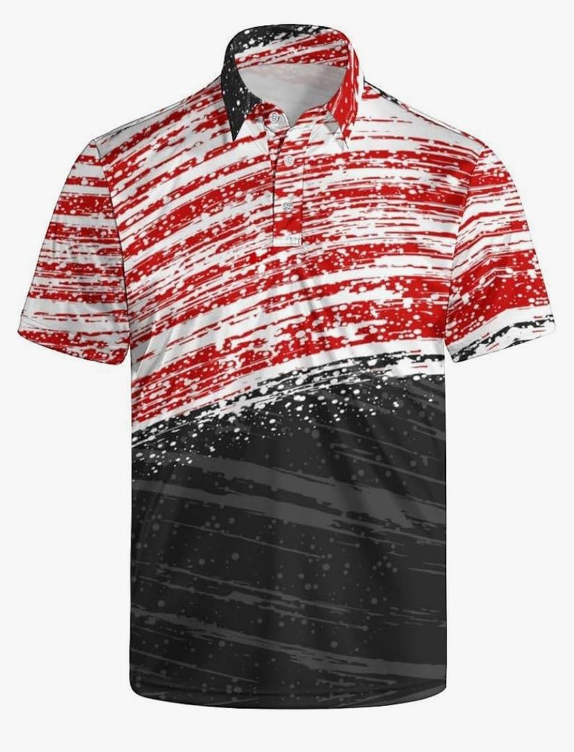 Men's Funny Golf Shirts Hawaiian Polo Shirts 80S Flashes Polo Shirts Funny Hawaiian Beach Summer Golf Polo Shirts Size XL