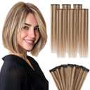 Hairro 6PCS 6 Clips In Short Hair Extensions Remy Real Human Hair Clip Ins Mini Clip On Hairpin Hairpieces For Women 31g 10 Inch #4P27 Medium Brown&Dark Blonde