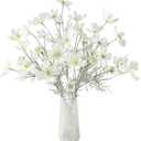Floroom 5 Pcs Artificial Flowers Ivory Fake Cosmos Faux Silk Flower for Indoor Home Decor, Party Arrangements, Wedding Bouquets, Floral Table Centerpieces, and Decorations