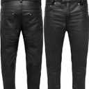 Touch&Torn Leather Pants Motorcycle Pants for Mens 30" to 44" Waist Jeans Style Pant with 5 Pockets Motorbike Pant for Biker (Black), Size: 36 Regular