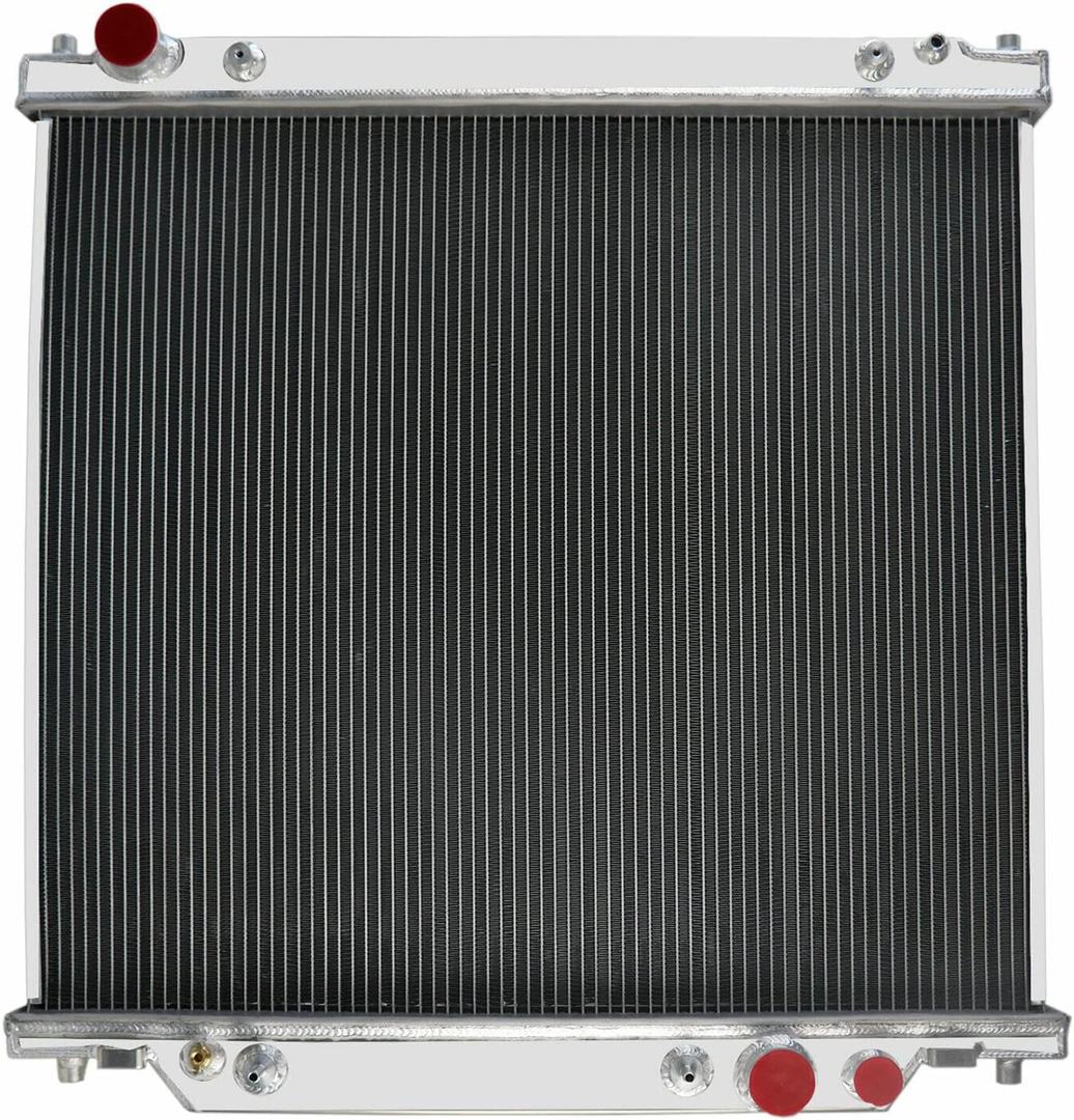 ALLOYWORKS 4 Row Aluminum Radiator For Ford F250 F350 F450 F550 6.8L 7.3L POWERSTROKE 1999-2005