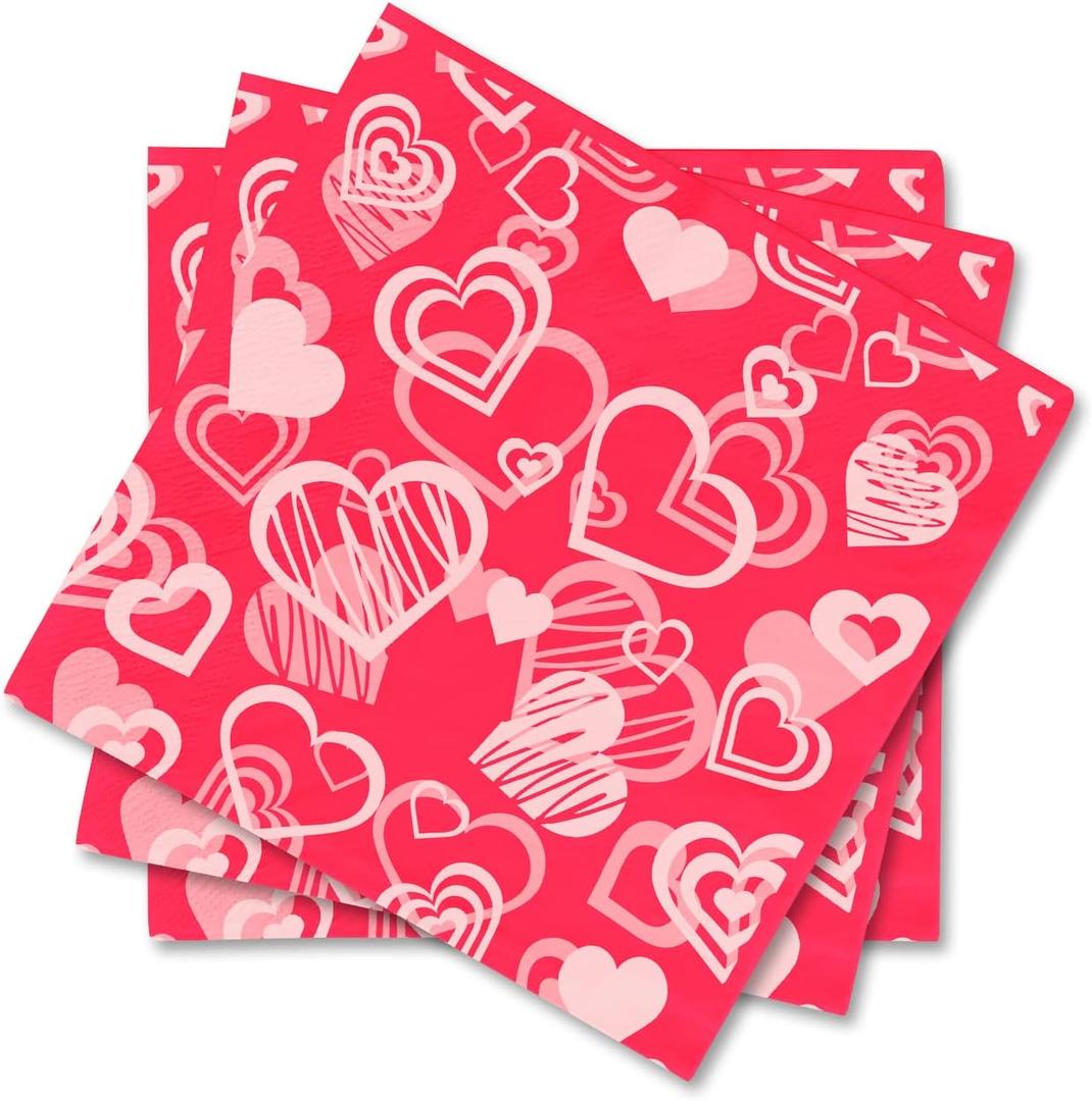 2 x Gatherfun Valentines Party Disposable Napkins Heart Love Paper Napkins for Valentine's, Weddings, Engagements, Anniversaries, Bridal Showers, Birthday Party Supplies 3-Ply 50 Pack