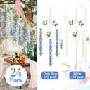 Giegxin 24 Pcs Artificial Wisteria Hanging Flowers 3.6 ft Artificial Fake Wisteria Vine Rattan Hanging Garland Silk Flowers String for Wall Home Wedding Party Greenery Decorations (Blue,White)