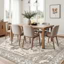Area Rug for Living Room - 7x9 Washable Oriental Vintage Floral Large Soft Carpet - Fade Stain Resistant Non Slip Rugs for Bedroom Dining Room Nursery Dorm Office Home Decor - Beige Brown