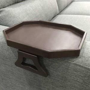 Sofa Arm Clip Table, Armrest Tray Table, Drinks/Remote Control/Snacks Holder (Plastic, Brown)