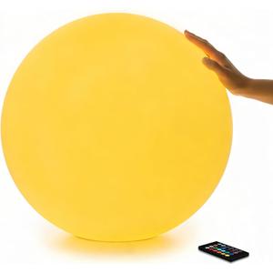 20 inch Large LED Globe Ball Light, Rechargeable LED Orb Light, Dimmable 16 RGB Colors Globe Floor Lamp w/Remote, Indoor/Outdoor Waterproof Glowing Globe Mood Lamp for Home Garden Patio Party