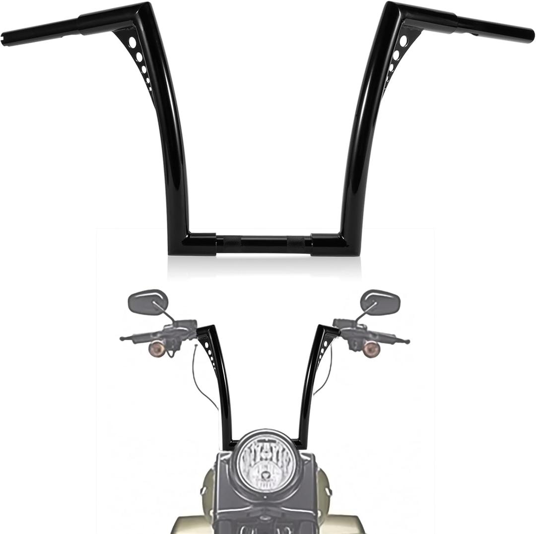 Ape Hangers for Motorcycle Handlebar - Ohhmoto 1-1/4" Diameter Sportster Handlebars Bar Compatible with Road King Glide Softail Slim Dyna XL 883 1200 Breakout Fat Boy 1984-2024,14" Rise Black