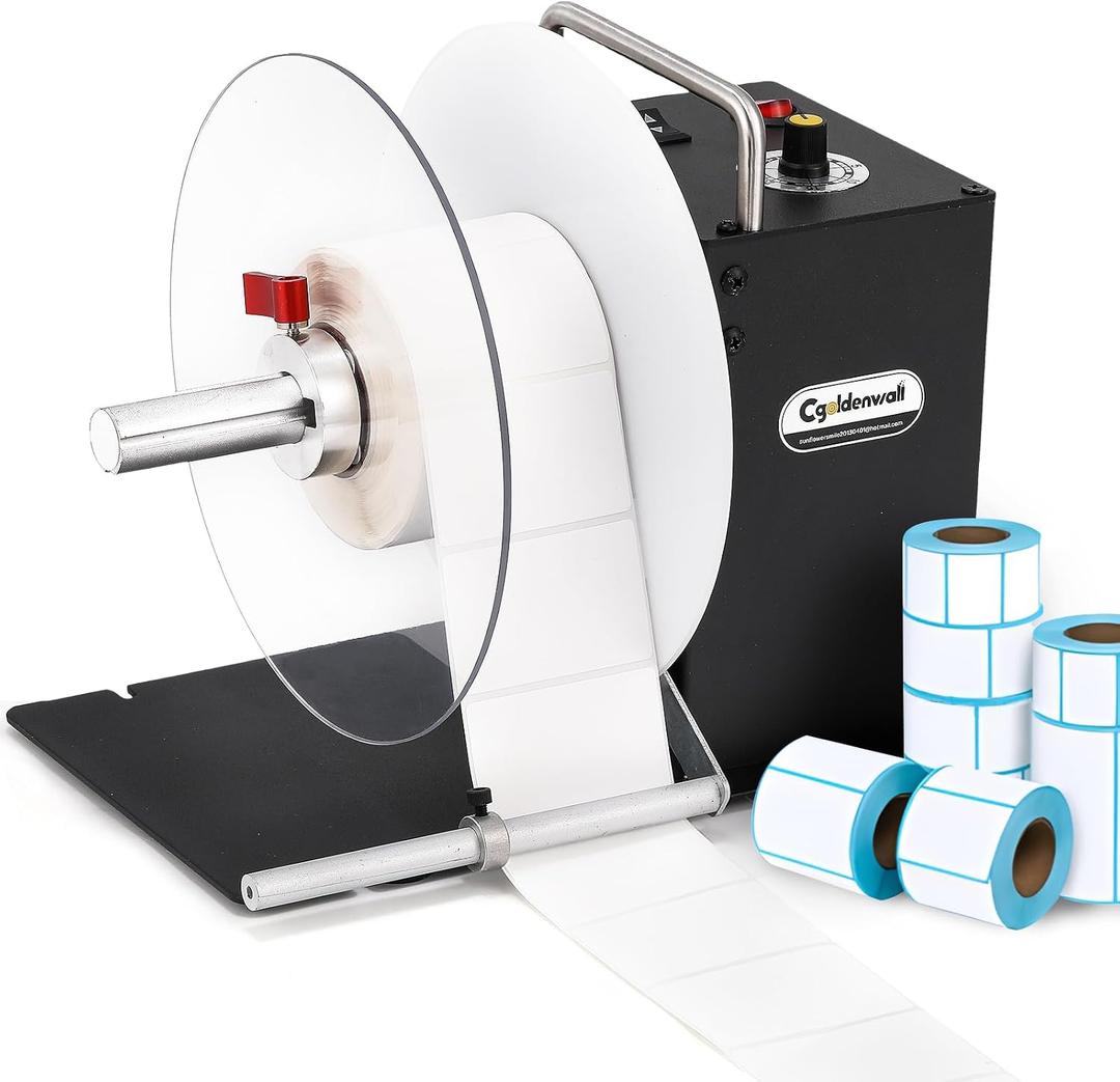 CGOLDENWALL Automatic Label Rewinder Machine, Bidirectional Rewinding, Corefree/1"/1.5"/3" Core, Max Label Diameter 7.8" Width 4.7", Speed Adjustable, Auto-sync with Printers, 100V-240V