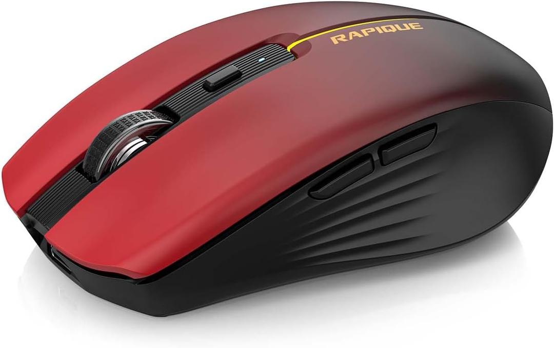 Bluetooth Wireless Mouse - (BT1/BT2+USB) Tri-Mode High Performance, Rechargeable, Multi-Device Compatible with PC/Laptop/Computer/MacBook/iPad Air Pro (Red Gradient)