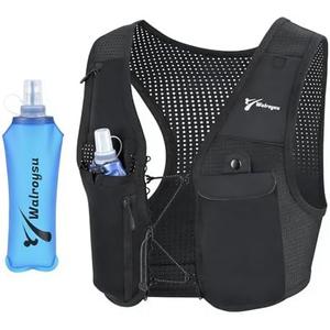 Running Vest for Women Men, USA Design, Lightweight Hydration Vest, Adjustable Elasticated Crisscrosses, Front Phone Pocket, Running Vest with 500ml Soft Flask for Marathon, Training Runs, Size: M-L