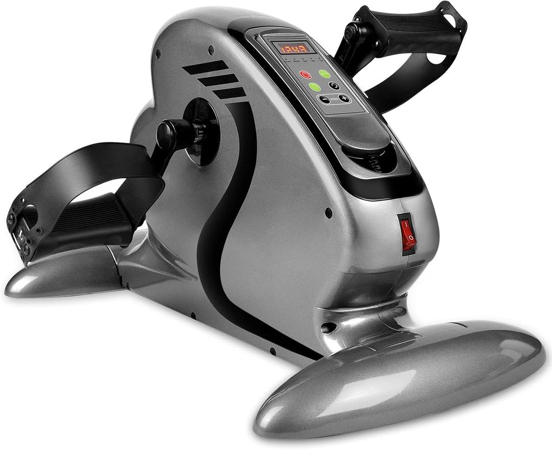 Motorized Pedal Exerciser, Electric Pedal Exerciser for Arm and Leg Low Impact Exercise Rehabilitation, No Resistance, Suitable for Seated Leg Exercise and Arm Exercise for Elderly People (Grey)