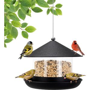 Wild Bird Feeder, Large Capacity Hanging Bird Feeder with Multiple Suspension Options, Black (Black)
