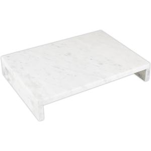 Santa Barbara Design Studio Waterfall Marble Tray - Elegant Table Display Riser Charcuterie Cheese Board Footed Stand, 14" x 10", White