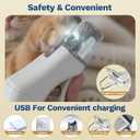 2-in-1 Dog & Cat Nail Clipper with Grinder - Dual Highlight LED Reduce Over-Trimming, Long Battery Cordless USB-C Rechargeable, Safety Lock & Catcher Cap, Quiet Home Grooming for Small Large Pets