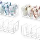 HBlife Clear Acrylic Kids Shoe Rack for Closet Organizers and Storage, Small Shoe Rack 4 Sections Toddler Baby Shoe Storage Organizer Stackable Shoe Shelf,Desk File Sorter Book Purse Organizer(4 Pack)