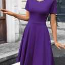 Women's Elegant Vintage Summer Casual Dresses 2026 Floral Print Work Party A-Line Dress with Pockets 262 (L)
