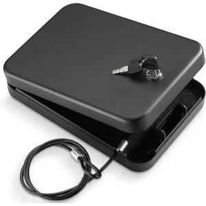 Pistol Safe, Portable Travel Gun Safe,Handgun Lock Box, Gun Safes for Cars, Black
