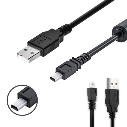 Wetco Black Durable 8 Pin Mini USB Cable 4.9ft - USB 2.0 A to 8-Pin Mini B Cable w/Ferrite for Digital Cameras Cellular Phones MP3 of Nikon/Fuji/Sony/Olympus/Panasonic