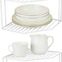 2Pcs 2-Tier Corner Stackable Organizer Shelf - Cabinet Storage Shelf Rack, ShelvesKitchen Counter and Cabinet Shelf, Storage Rack Organizer for Kitchen(White)