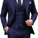 Mens Suit Slim Fit 3 Piece Double Breasted Suit Men Formal Tuxedo Set Casual Wedding Prom Groom Suits (XS, Navy Blue)