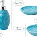 Comfify 4-Piece Bathroom Accessory Set - Ceramic Bath Set with Blue Glossy Finish - Modern Vanity Accessories Including Soap Dish, Tumbler, and Toothbrush Holder