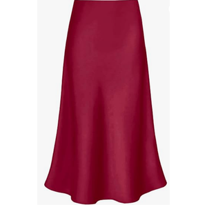 Modegal Women's Satin High Waist Hidden Elasticized Waistband Flared Casual A Line Midi Skirt, XXL