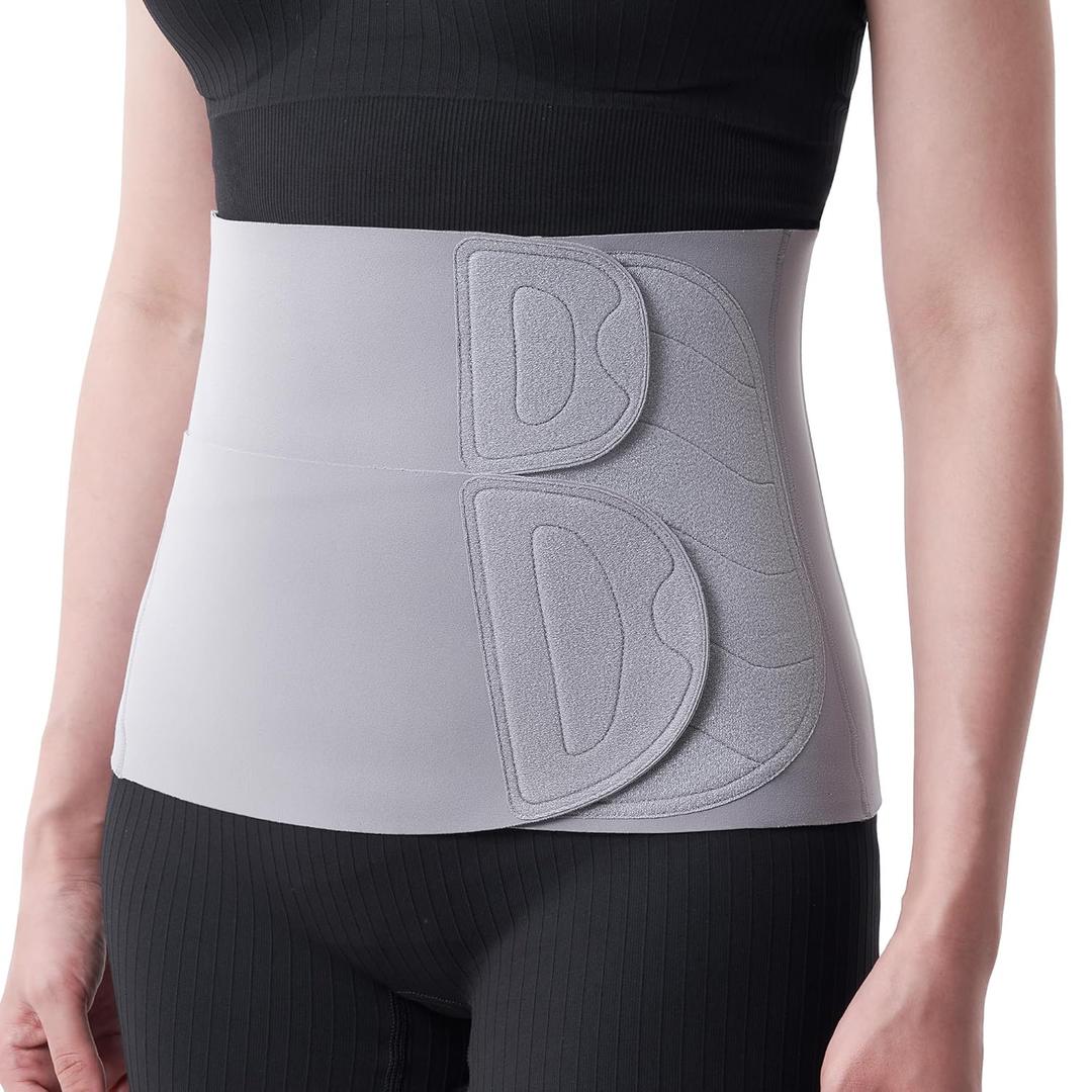 Momcozy Ergowrap Postpartum Belly Band for Natural and C-Section Recovery, Abdominal Binder with 3D Abdomen Lifting & Ergonomic Back Support, Seamless Belly Wrap Shapewear for Post Surgery Recovery (Petite M, Petite - Gray)