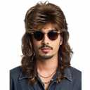 Mullet Wigs for Men Joe Dirt Emo Wig 80s Costumes Fancy Party Accessory Cosplay Wig Halloween Man x (Medium Brown)