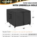 Square Patio Table Cover with Umbrella Hole - 40"L x 40"W x 23"H (COVER SIZENOT TABLE SIZE) Heavy Duty Waterproof 600D Oxford Fabric Outdoor Lawn Patio Furniture Covers