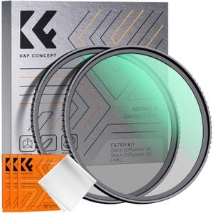 K&F CONCEPT 67mm Black Diffusion 1/4 & 1/8 Filters Kit Mist Cinematic Effect Filters Set with Multi-Layer Coated for Camera Lens - K Series