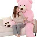 MorisMos Giant Teddy Bear Plush 5ft, Life Size Huge Pink Teddy Bears for Girlfriend, 5 Foot Large Big Stuffed Animal Gifts for Wife, Lover on Valentines, Anniversary, Birthday