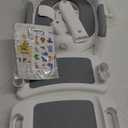 Forbena Potty Training Toilet Seat with Step Stool Ladder, Toddler Kids Potty Seat for Boys Girls, Non Slip Foldable Toilet Training Seat with Soft Cushion, Comfortable Handles (White-Grey)