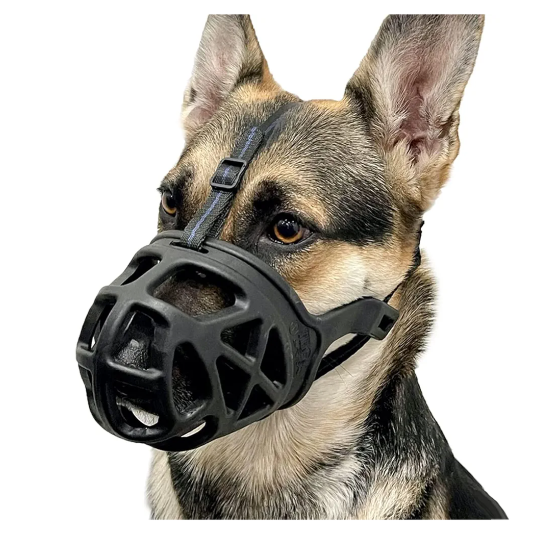 BARKLESS Dog Muzzle, Basket Muzzle for Biting, Chewing and Scavenging, Humane Cage Mouth Cover, Perfect for Grooming and Training Large Aggressive Reactive Dogs (L, Black)