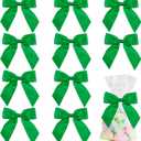AIMUDI Green Satin Bows 4.5" Pre-Tied Emerald Green Twist Tie Bows for Treat Bags Green Ribbon Bows for Crafts Premade Bows for Gift Wrapping Wedding Decor Party Christmas Favors - 36 PCs