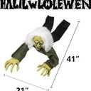 Hourleey Halloween Outdoor Decorations, Animated Zombie Groundbreaker Climbing Prop with Lighted Eyes and Scary Sound, Halloween Decor for Graveyard Haunted House Indoor Lawn Yard