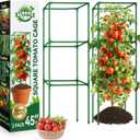 Halatool 2 Pack 45in Tomato Cages for Garden, Heavy Duty Adjustable Square Tomato Trellis for Climbing Plants Green Plant Support Stakes for Vegetables Flowers Fruits & Raised Bed Outdoor