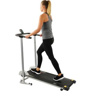 Sunny Health & Fitness Compact & Foldable Treadmill, Non-Slip Surface, Optional Dual Mode Walking/Running, Non-Electric Fixed Incline, Digital Monitor, Smart Bluetooth Connection with SunnyFit App