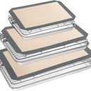 Baking Sheet Tray Cooling Rack with Silicone Mat Set, Stainless Steel Cookie Pan For Oven, Set of 9 (3 Sheets + 3 Racks Mats), Warp Resistant & Heavy Duty & Easy Clean, Grey (Gray)