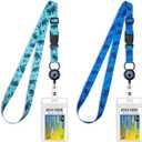 MNGARISTA Cruise Lanyards, Adjustable Lanyard with Retractable Reel, Waterproof ID Badge Holder for All Cruises Ships Key Cards, 2pack (Sea Turtle)