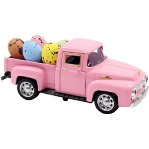 Easter Farm Pickup Truck Decor with Eggs, Mini Vintage Metal Diecast Farmhouse Pickup Happy Spring Farm Tiered Tray Decorations for Home Kitchen Table