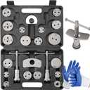 24pcs Brake Caliper Tool, Heavy Duty Disc Brake Caliper Tool Set, Wind Back Kit for Brake Pad Replacement, Master Disc Brake Caliper Tool Kit Fits Most American, European Makes/Models (Black)