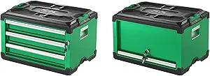SK Modular Stackable Storage Tool Box, 20.5 Inch, 4-Drawer Steel Box & 1-Door Steel Box, Patent Auto-Lock Mechanism, Holds up to 60 Lbs