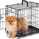 Sweetcrispy 18 Inch Dog Crate, Small Dog Cage, Foldable Puppy Pet Kennel | Single Door, Metal Kennel, Secure Lock, Removable Tray, Indoor Outdoor Training Travel
