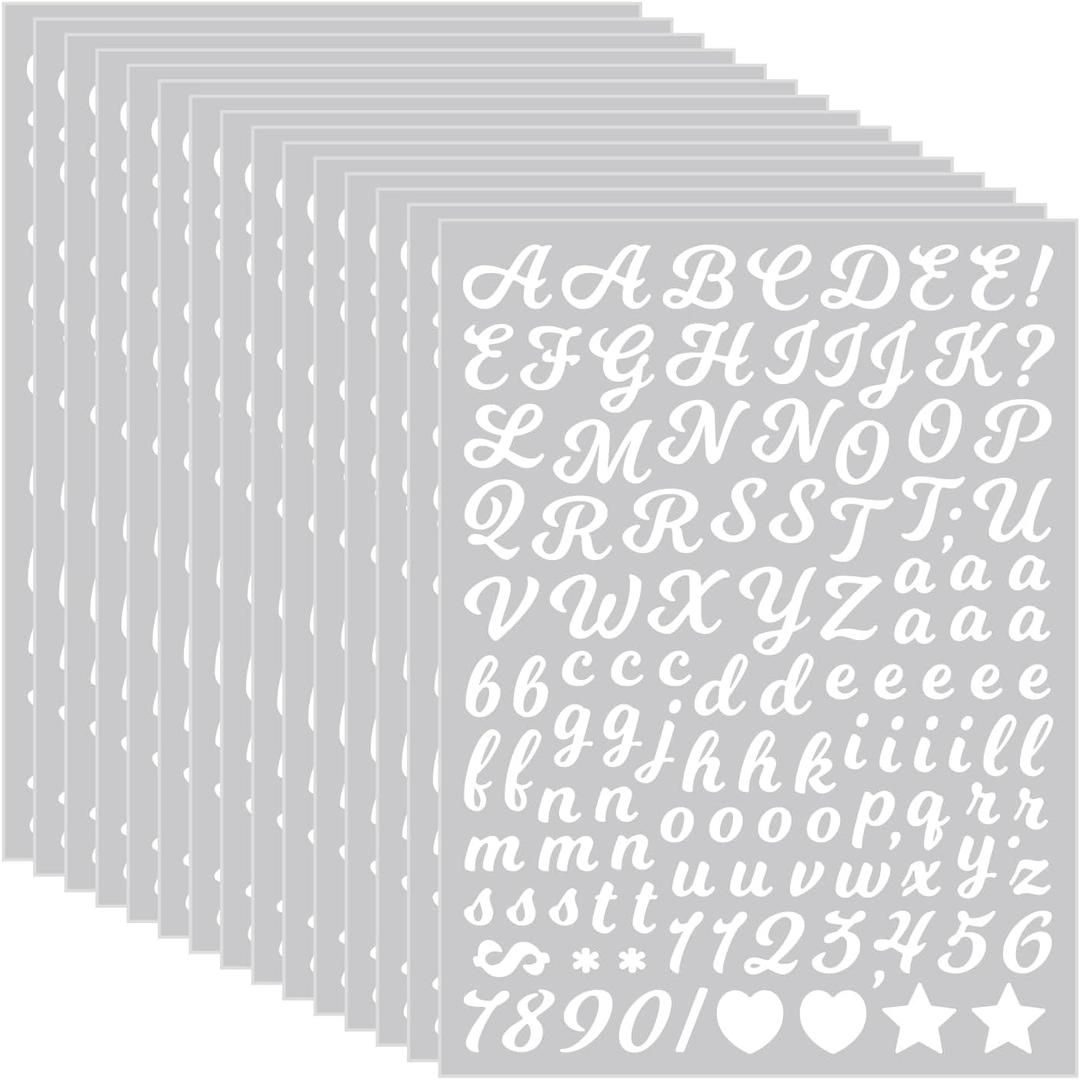 3040Pcs 20 Sheets Small Letter Number Stickers, 0.5inch Colorful Self-Adhesive Vinyl Waterproof Mailbox Number Stickers,Windows, Doors, Signs, Scrapbook (White (Writing Style))