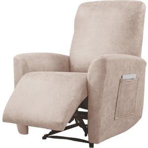 FUANGUI Recliner Chair Covers 4-Pieces Faux Leather Looking Small Recliner Cover for Recliner Chair, Non Slip Covers Washable Lazy Boy Slipcovers/Furniture Protector for Kids, Dog, Living Room,22