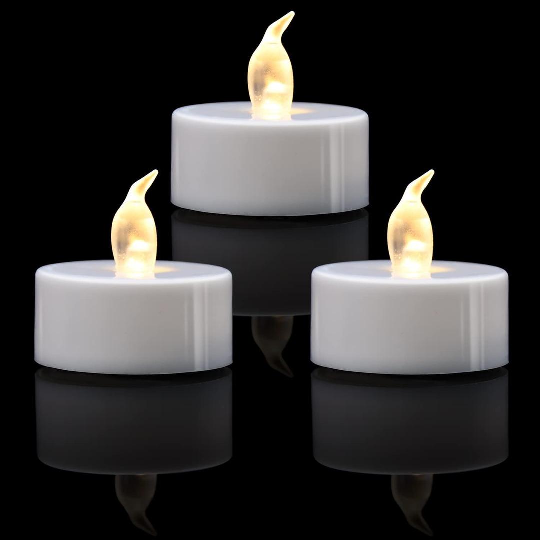 KOABY LED Tea Lights - 24 Pack Flickering Flameless Lights, Warm White, Last 200H+, Battery Operated for Decoration